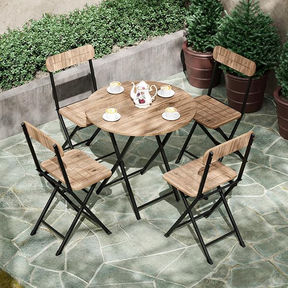 4 Seater Round Bistro Set Garden Kitchen Table Chair Pine 1500