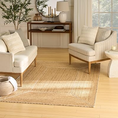 Nourison Home Terrazzo Jute Natural 4 x 6 Area Rug - Easy Clean, Non Shedding, Bed Room, Living Room, Dining Room, Kitchen 4 x 6