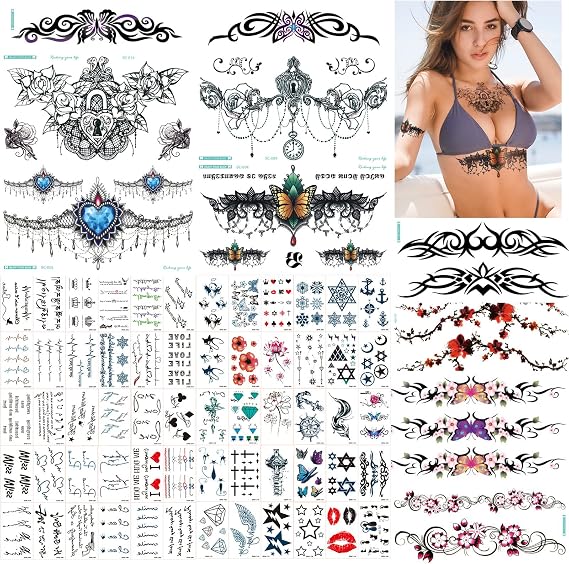 SNAILGARDEN 69 Sheets Temporary Tattoos,Fake Waterproof Tattoos Kits Body Art Sticker,Permanent Removable,for Adults Teens Men and Women