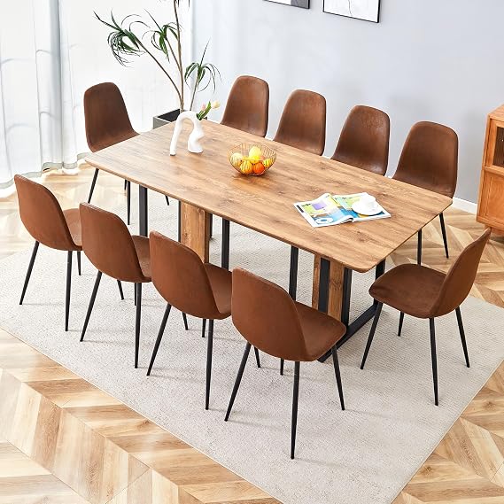 79" Farmhouse Wood Dining Table Set for 10