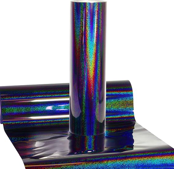 VViViD V2 HTV Heat Transfer Vinyl Film Holographic Chrome Flake (Black, 10" x 10ft)