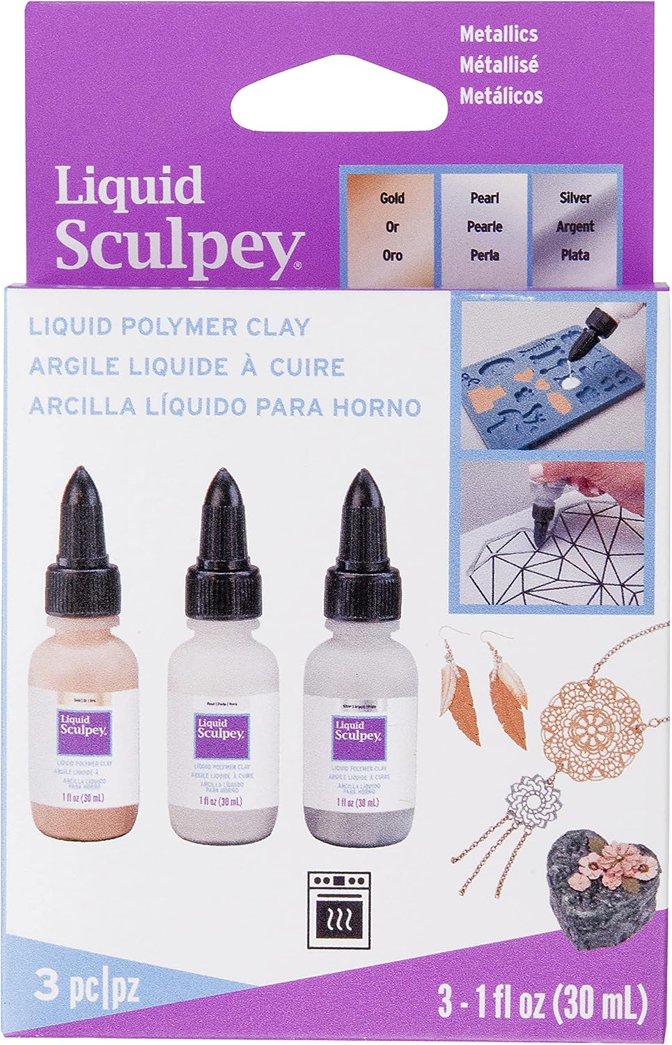 polyform Sculpey Liquid Polymer Clay Metallic 3X29Ml