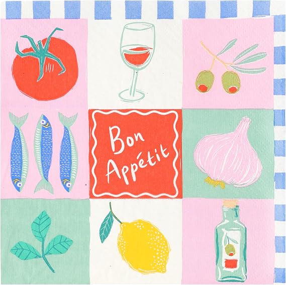 Talking Tables 20 x Summer Napkins, Recycled Paper Serviettes for Picnics & Al Fresco Dining Eco-Friendly & Recyclable, Ideal for Birthday Buffet, Weddings, BBQ, Decoupage 3ply 33cm