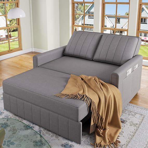 Multifunctional folding sofa bed with sleeping function, daybed, sofa, ideal for small spaces, suitable for home or dormitories, adjustable backrest, 180 x 127 cm (Grey)
