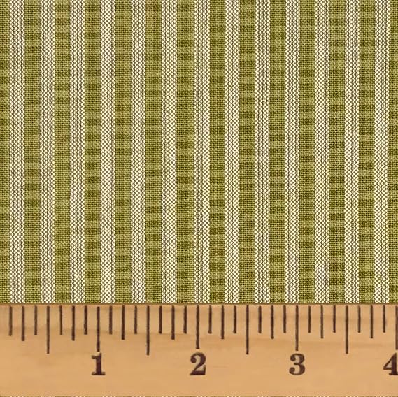 Sage Green Stripe Cotton Homespun Fabric by JCS - Sold by The Yard