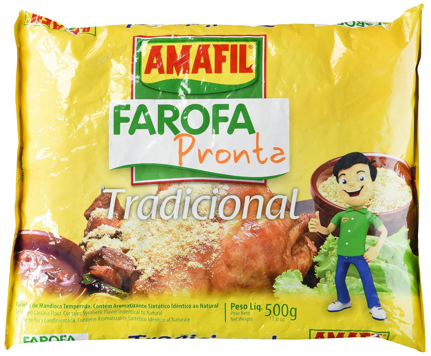 Seasoned Cassava Flour - Farofa De Mandioca Pronta - Amafil - 17.6 Oz 500g - Gluten-free PACK OF 2