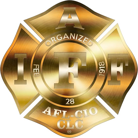 The 4" REFLECTIVE Solid Brass IAFF Union Vinyl Firefighter Us Made Window Decal sticker