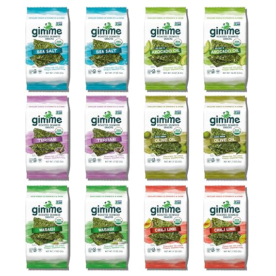 Gimme Seaweed Organic Roasted Seaweed Snack, Variety, 5g, .17oz, 12 Count