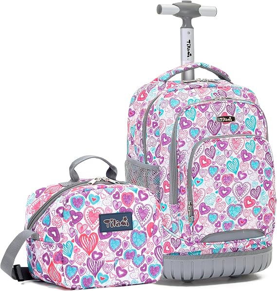 NEW TILAMI Rolling Backpack for Kids 18 Inch Wheeled Laptop Backpack Kids School Travel