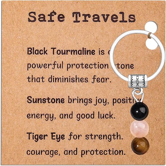 Natural Crystal Keychain Gifts For Women New Beginnings Good Luck Healing Stones for Travel Anxiety Relief