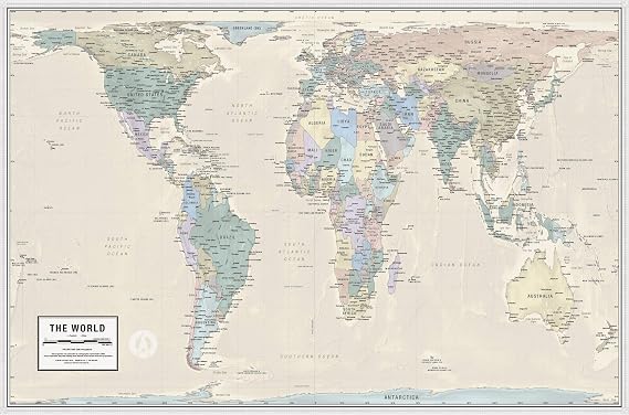 Gall Orthographic World Map | Most Accurate World Map - Countries are Shown in Correct Proportion to Each Other | Laminated World Map | 36 x 24