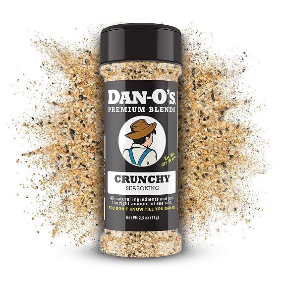 Dan-O's Crunchy Seasoning, 2.5 oz Bottle, Everything Seasoning for Fish, Eggs, Salads, Veggies and More, Sugar Free, Zero Calorie, Use this Spice Blend for Everything from Breakfast to Dinner