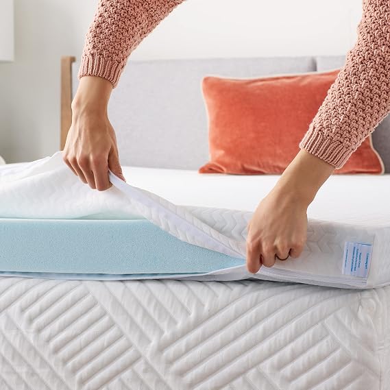 Linenspa 2 Inch Gel Infused Memory Foam Mattress Topper with Removable Cover Ventilated and Breathable Washable Cover - Twin