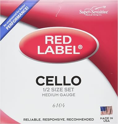 6104 Red Label Cello String Set, Medium, 12 Size