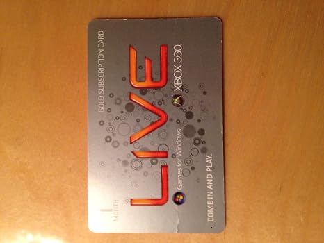 Xbox Live One Month Gold Membership Voucher Card