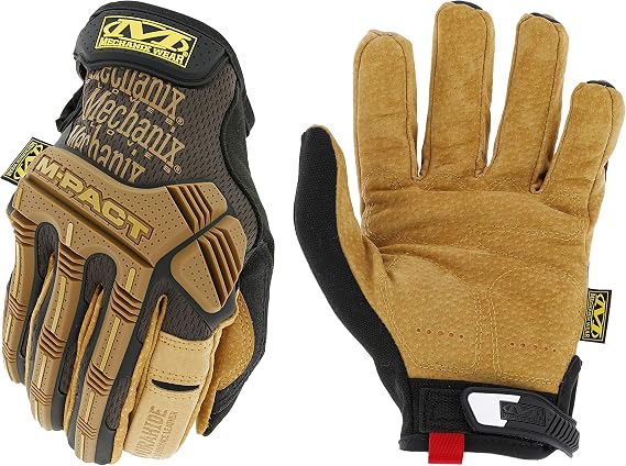 Mechanix Wear M-Pact Leather Impact Resistant Gloves Brown/Black Small | Leather Impact-Resistant Design with Breathable Construction & Shock Absorption for Hand Support at Work
