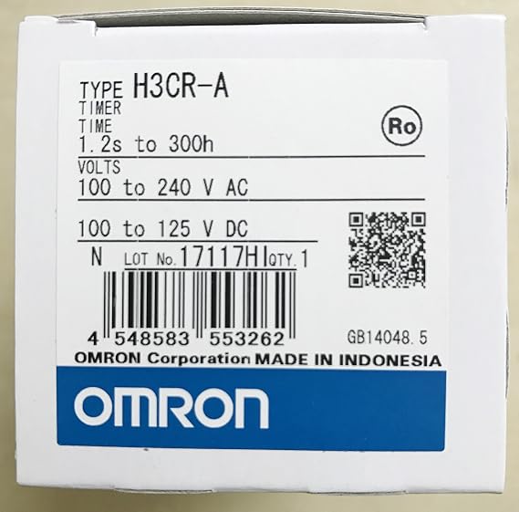 OMRON H3CR-A AC100-240/DC100-125 0.05 SEC - 300 Hours, 100-125 V DC, 100-240 V AC (50/60 HZ), 11-PIN, DPDT Relay Output, Multi-Function, NO-Voltage Input, Solid-State Timer, Suggested Replacement for