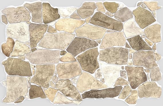Dundee Deco 3D Wall Panels Faux Stone PVC Brown Beige Wall Paneling for Interior Wall Decor, 39 in x 25 in, Covers 6.7 sq. ft
