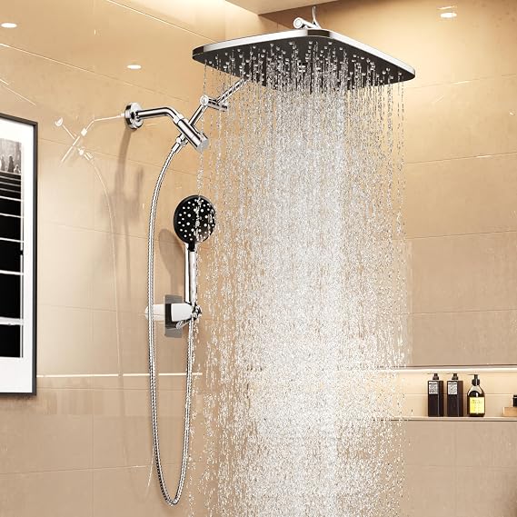 Veken 14" Wide Rain Shower Head with Handheld,Full Body Coverage & Spa-Like