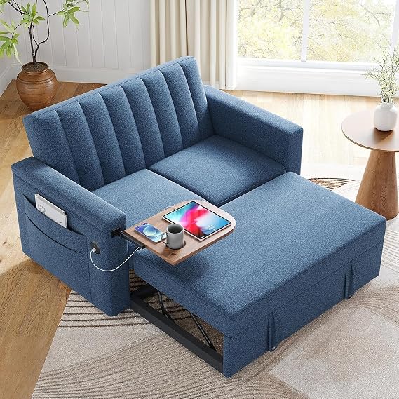 Marsail 3-in-1 Convertible Sofa Bed with USB Ports & Side Pockets