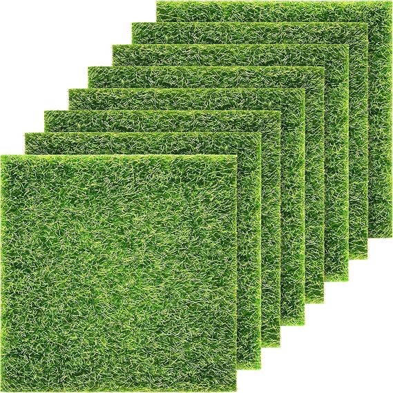 Pangda 8 Packs Fake Grass for Crafts, Diorama Grass, Mini Artificial Turf