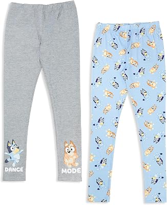 Bluey Bingo Toddler Girls 2 Pack Jogger Leggings Heather GreyBlue 5T