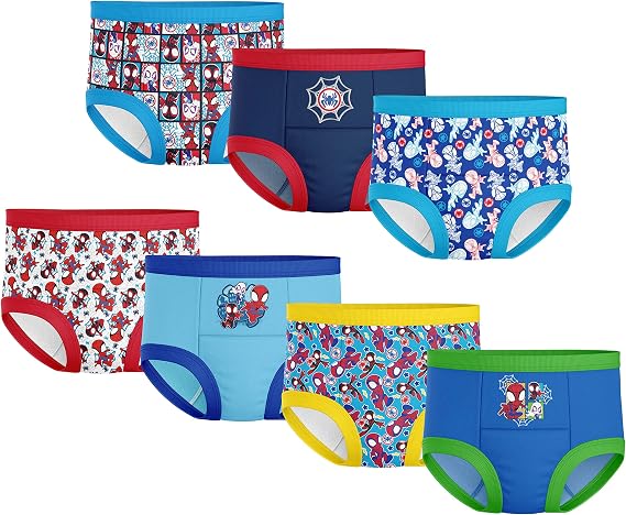 Spiderman Boys' Superhero 7pk-10pk Potty Training Pants With Success Chart & Stickers With Spiderman, Hulk & More Sizes 18m, 2t, 3t, 4t