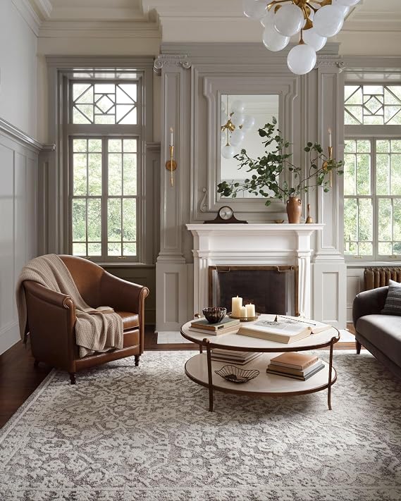 Loloi Magnolia Home Gigi Grey/Ivory 2'-7" x 7'-6" Runner Rug | Magnolia Home by Joanna Gaines GIG-01 Approx. 3x8 Hallway Entryway Kitchen, Traditional, Classic, Two-Toned, Runner Rug