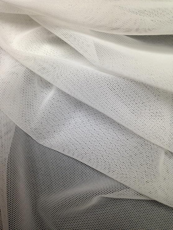 Small Micro Hole See Through Stretch Nylon Spandex Mesh Power Net Fabric (White)